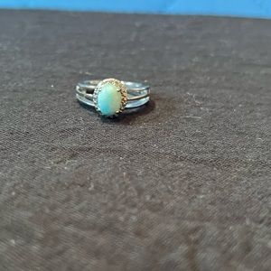 Larimar Rhodium sterling silver ring